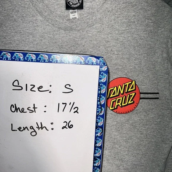 Santa Cruz Skateboards T Shirt Men's Size S Gray Long Sleeve Classic Dot Logo - Picture 6 of 8